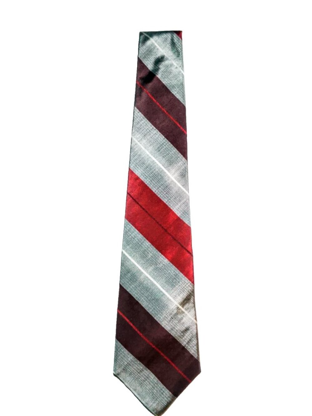 Halston III Vtg 1980s Striped Regimental Textured Metallic Shimmery Silk Tie USA - Picture 4 of 8